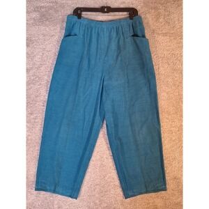 VTG Levi Strauss SportTimer Teal Corduroy Elastic Waist Wide Leg Pants Waist 36